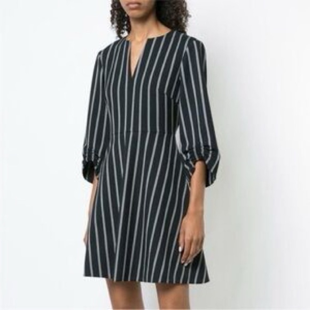 Tibi Black Dress with White Pinstripes